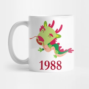 Chinese Zodiac Sign Dragon | Red green Chinese dragon | Cute Baby Dragon | 1988 Mug